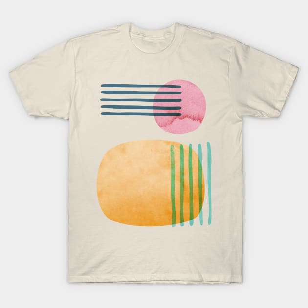 The Beach Abstract Geometric Overlap Acrylic Watercolor Shapes Painting T-Shirt by anycolordesigns